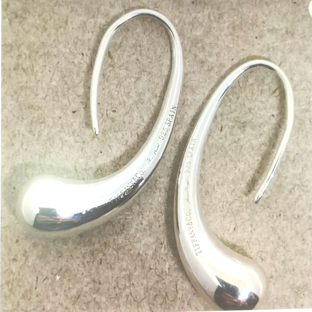 Tiffany aTiffany🤩Tiffany & Co Elsa Peretti Teardrop Hoop Dangle Earrings Silver